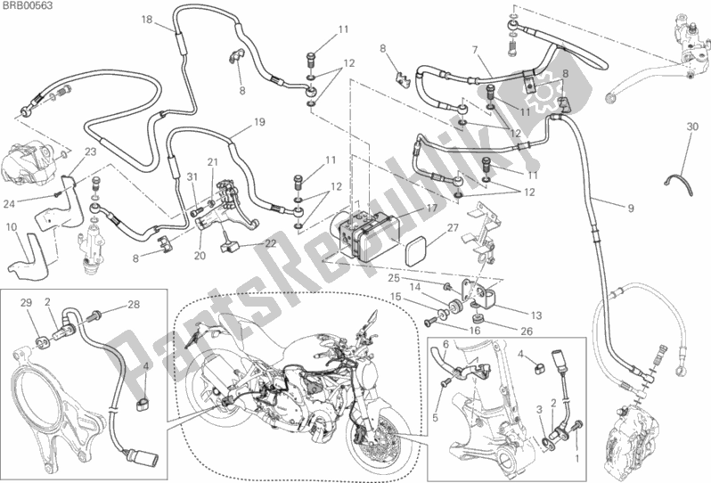 All parts for the Antilock Braking System (abs) of the Ducati Monster 1200 S Brasil 2019